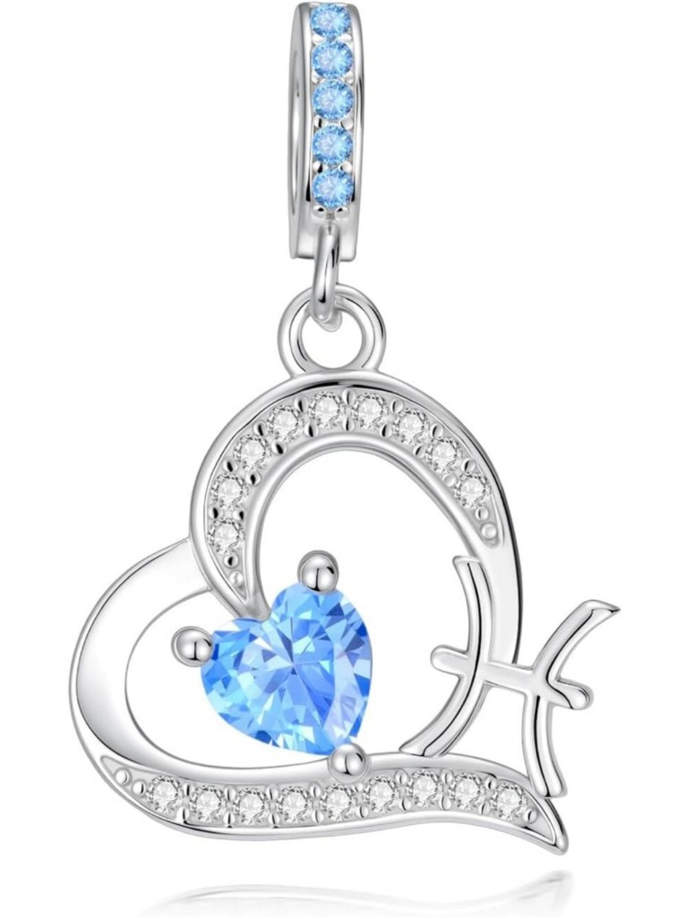 925 Sterling Silver Zodiac Birthstone Charms for Bracelets - Heart Beads Gift